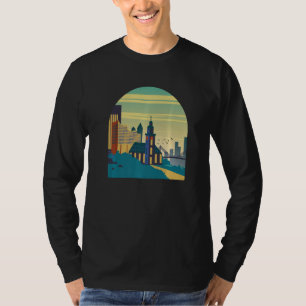 Hamburg Deutschland Skyline Silhouette Umriss Skiz T-Shirt