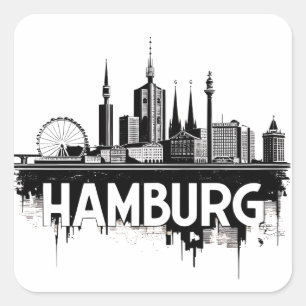 Hamburg Deutschland Skyline–Stadtbild Urbane Refle Quadratischer Aufkleber