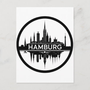 Hamburg Deutschland Skyline – Vintage Kreis Stadtl Postkarte