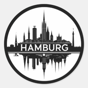 Hamburg Deutschland Skyline – Vintage Kreis Stadtl Runder Aufkleber