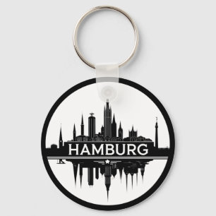 Hamburg Deutschland Skyline – Vintage Kreis Stadtl Schlüsselanhänger