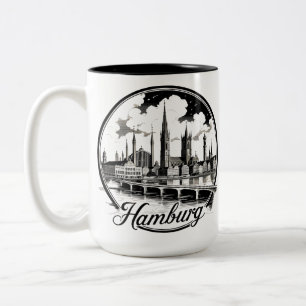 Hamburg Deutschland Skyline – Vintage Kreis Zweifarbige Tasse