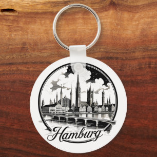 Hamburg Deutschland Skyline – Vintage Kreisstadtan Schlüsselanhänger