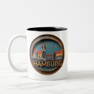 Hamburg Deutschland Skyline - Vintages Stadtbild Zweifarbige Tasse