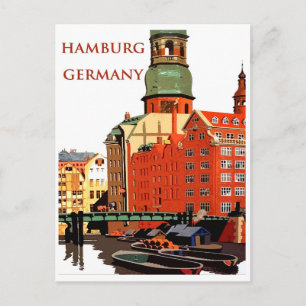 Hamburg, Deutschland, Stadt Hafen und Häuser Postkarte