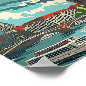 Hamburg Deutschland Vintag Retro Travel Illustrati Poster (Ecke)