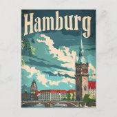 Hamburg Deutschland Vintag Retro Travel Illustrati Postkarte (Vorderseite)
