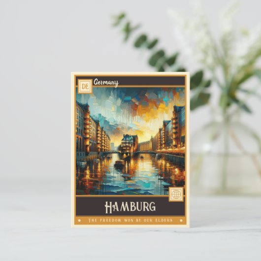 Hamburg, Deutschland | Vintage Malerei Postkarte (Stehend Vorderseite)