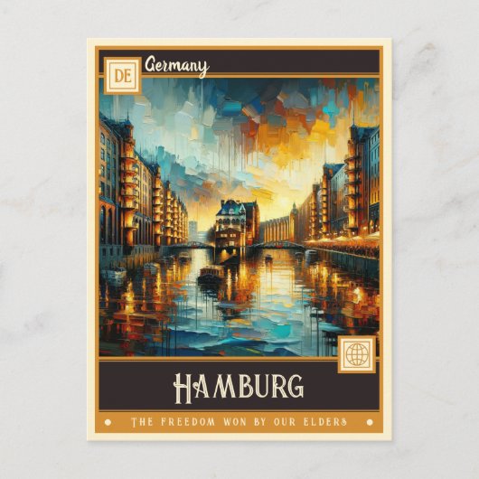 Hamburg, Deutschland | Vintage Malerei Postkarte (Vorderseite)