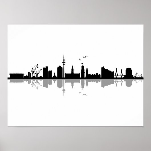 HAMBURG Elbe Deutschland City Skyline Silhouette Poster (Vorne)