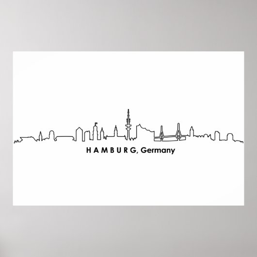 HAMBURG Elbe Deutschland City Skyline Silhouette Poster (Vorne)