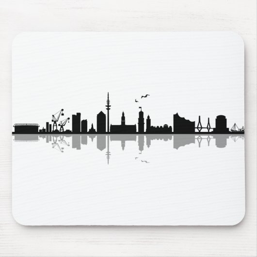 HAMBURG Elbe Deutschland Skyline-Silhouette Mousepad (Vorne)