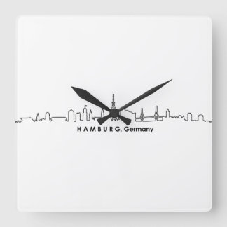 HAMBURG Elbe Deutschland Skyline-Silhouette Quadratische Wanduhr