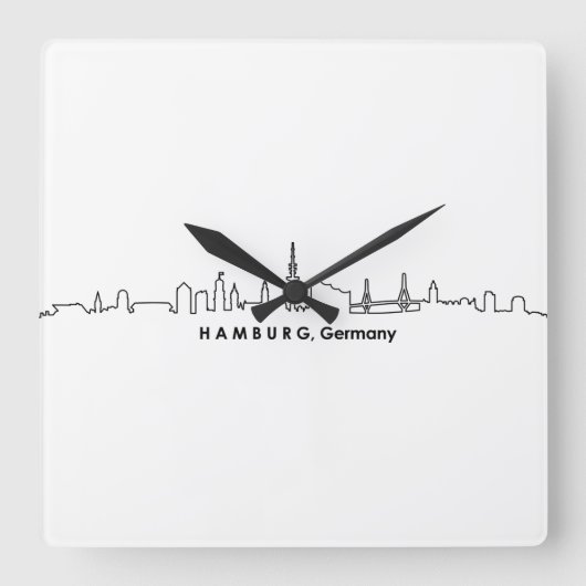 HAMBURG Elbe Deutschland Skyline-Silhouette Quadratische Wanduhr (Vorderseite)