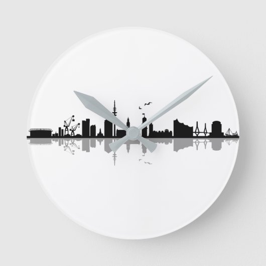 HAMBURG Elbe Deutschland Skyline-Silhouette Runde Wanduhr (Vorderseite)