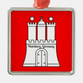 Hamburg-Flagge Silbernes Ornament (Vorne)