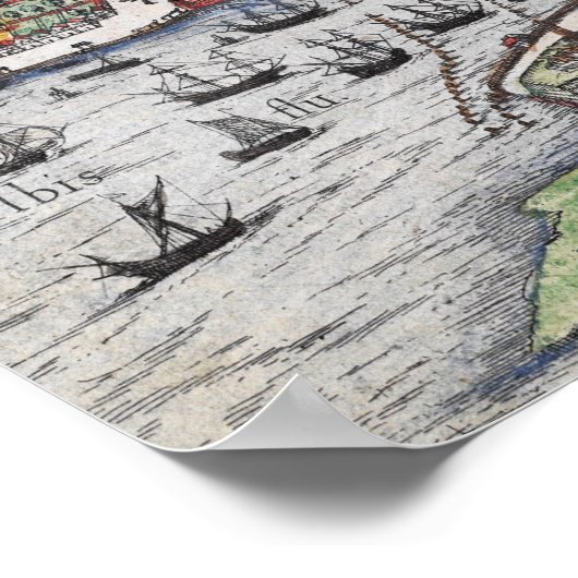 Hamburg Germany 1600 plan map Poster (Ecke)