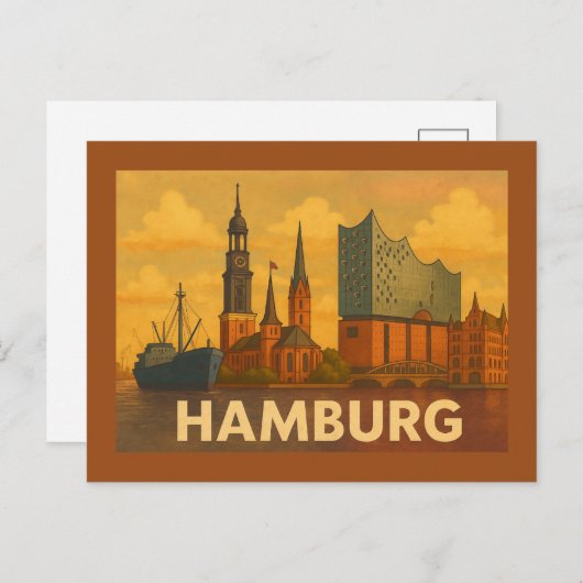Hamburg Germany City Art Postkarte (Vorne/Hinten)