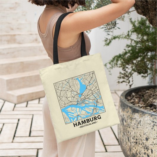 Hamburg, Germany City Map Tote Bag Tragetasche