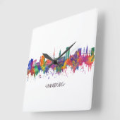 Hamburg Germany Skyline Quadratische Wanduhr (Winkel)
