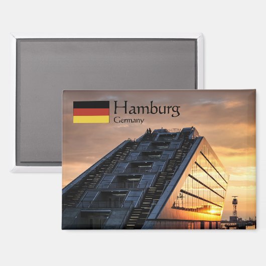 Hamburg Germany Souvenir Magnet (Vorderseite/Rückseite)