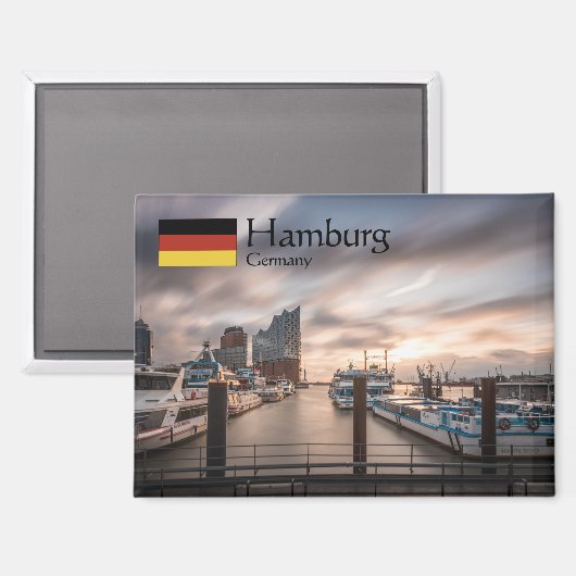 Hamburg Germany Souvenir Magnet (Vorderseite/Rückseite)