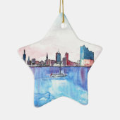 Hamburg-Hafen-Skyline und Elbe philharmonischer Keramik Ornament (Rechts)