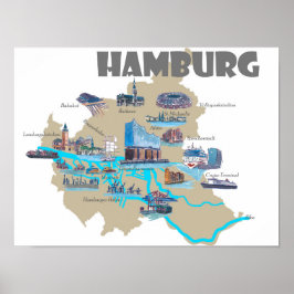 Hamburg highlights map poster