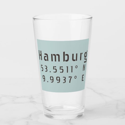 Hamburg Latitude Longitude Glas (Vorderseite)