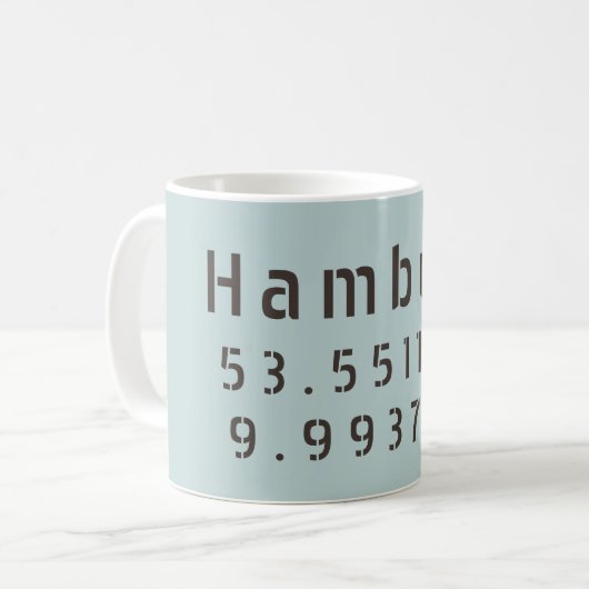 Hamburg Latitude Longitude Kaffeetasse (Vorderseite Links)