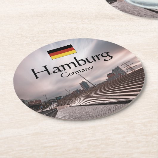 Hamburg Runder Pappuntersetzer (Angewinkelt)