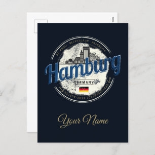 Hamburg Skyline Deutschland Vintag Holiday Souveni Feiertagspostkarte