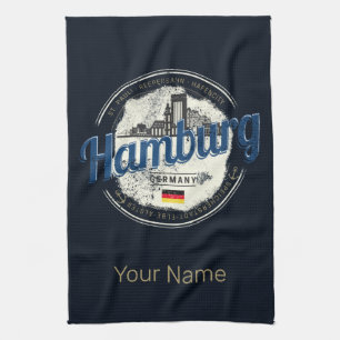 Hamburg Skyline Deutschland Vintage Reiseandenken Geschirrtuch