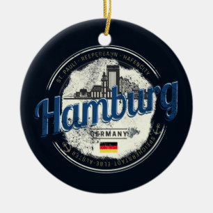 Hamburg Skyline Deutschland Vintage Reiseandenken Keramik Ornament