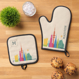 Hamburg Skyline Ofenhandschuh & Topflappen-Set