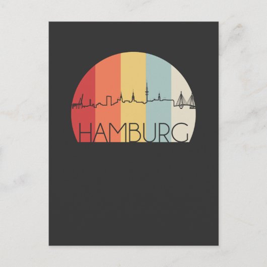 Hamburg Skyline Retro Postkarte (Vorderseite)