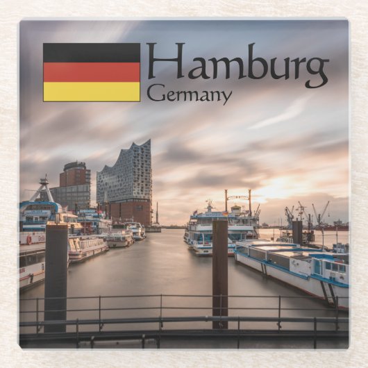 Hamburg Souvenir Glasuntersetzer (Vorderseite)