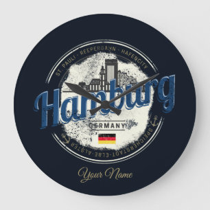 Hamburg Vintage Stadt Deutschland Souvenir Große Wanduhr