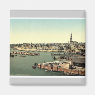 Hamburg vom Wachturm aus, Deutschland klassisches Magnet