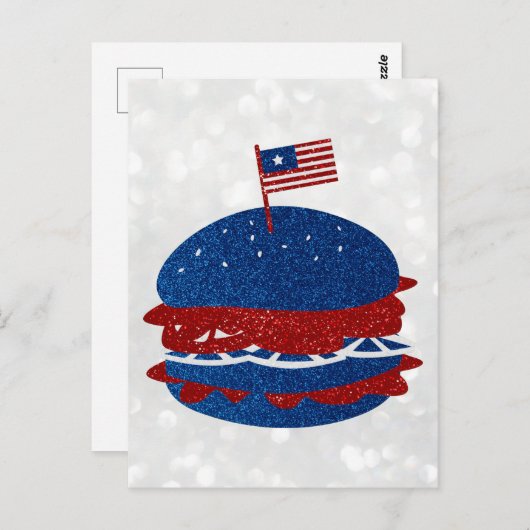 Hamburger 4. Juli Glitzer Postkarte (Vorne/Hinten)