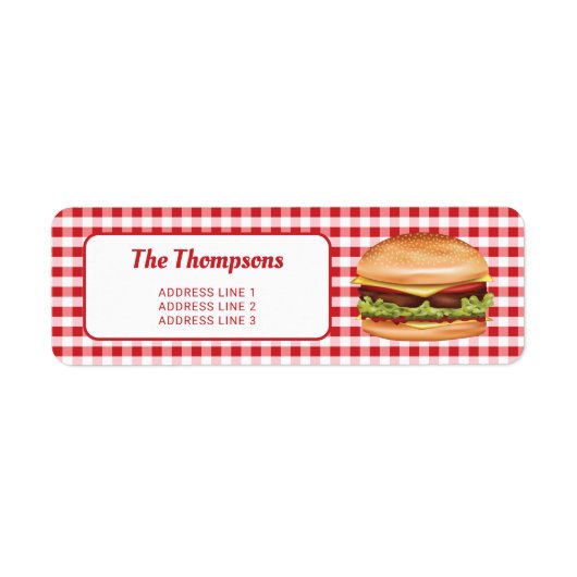 Hamburger auf Red Gingham mit benutzerdefiniertem  (Vorne)