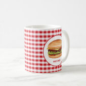 Hamburger auf Red Gingham mit benutzerdefiniertem Kaffeetasse (VorderseiteRechts)