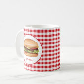 Hamburger auf Red Gingham mit benutzerdefiniertem Kaffeetasse (Vorderseite Links)