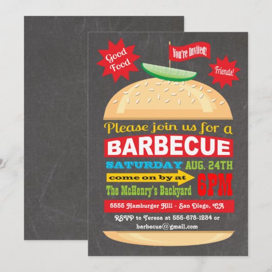 Hamburger Barbecue-Party Einladung (Vorne/Hinten)