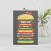 Hamburger Birthday GRILLEN Chalkboard Einladung (Stehend Vorderseite)