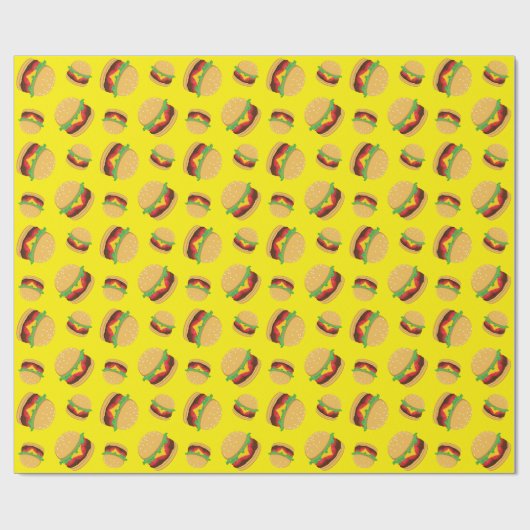 Hamburger Birthday Party Burger Wrapping Paper Geschenkpapier (Flach)