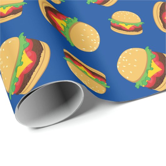 Hamburger Birthday Party Burger Wrapping Paper Geschenkpapier (Rolleneckpunkt)