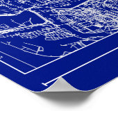 Hamburger Blueprint Stadtplan Poster Minimale Wand (Ecke)