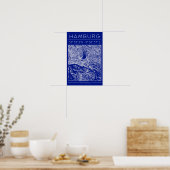 Hamburger Blueprint Stadtplan Poster Minimale Wand (Küche)