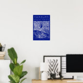 Hamburger Blueprint Stadtplan Poster Minimale Wand (Heimbüro)